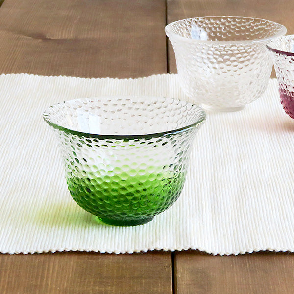 Clear Polka Dot Glass Sake Cup Set of 4 - Green