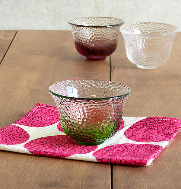 Clear Polka Dot Glass Sake Cup Set of 4 - Green