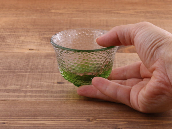 Clear Polka Dot Glass Sake Cup Set of 4 - Green