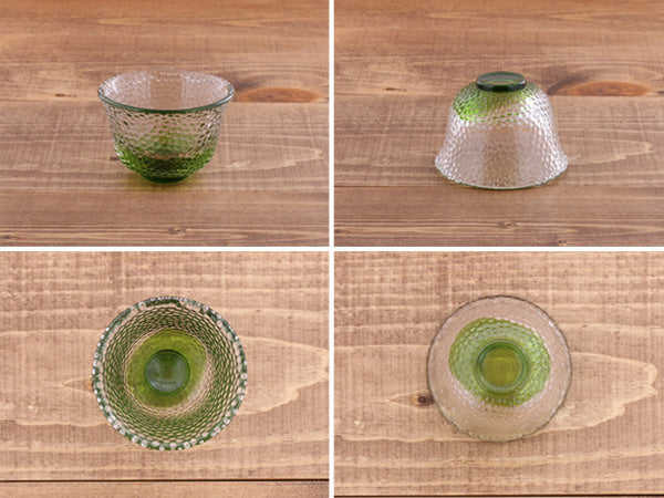 Clear Polka Dot Glass Sake Cup Set of 4 - Green