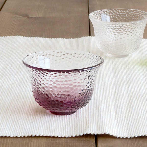 Clear Polka Dot Glass Sake Cup Set of 4 - Pink