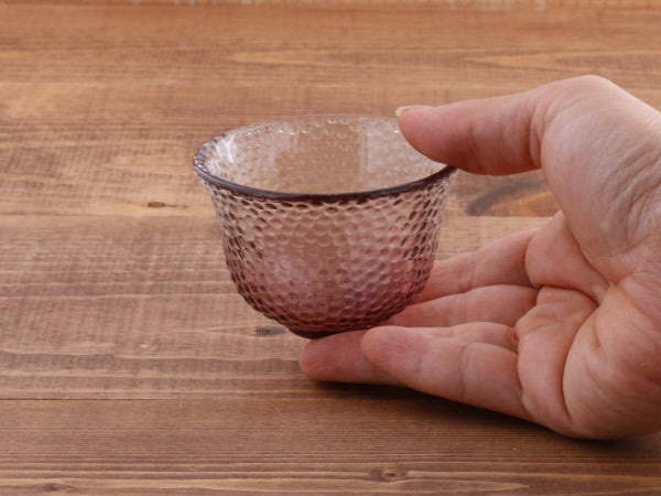 Clear Polka Dot Glass Sake Cup Set of 4 - Pink