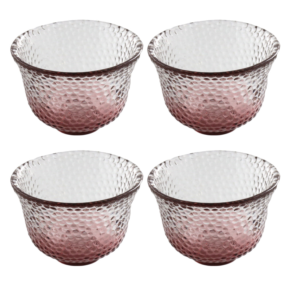 Clear Polka Dot Glass Sake Cup Set of 4 - Pink