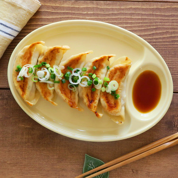 Divided Gyoza Plates Set of 2 - Cream