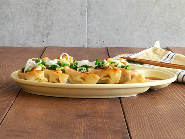 Divided Gyoza Plates Set of 2 - Cream