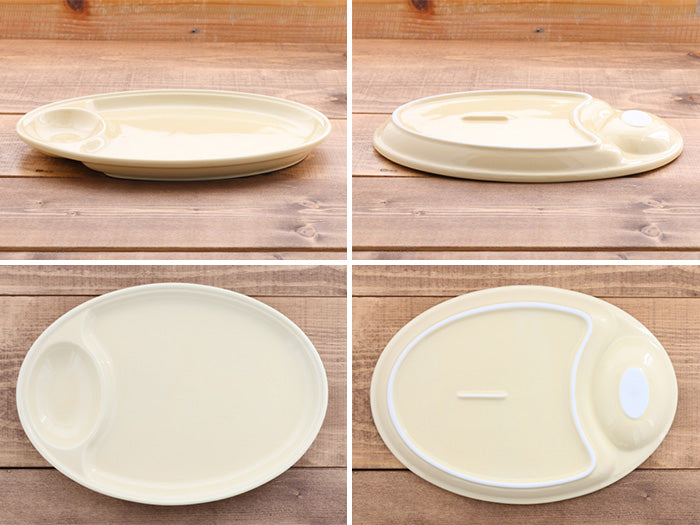 Divided Gyoza Plates Set of 2 - Cream