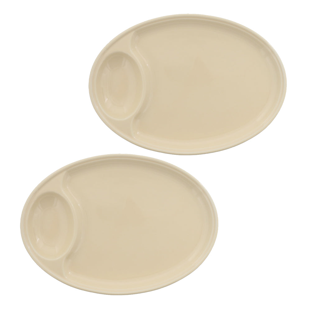 Divided Gyoza Plates Set of 2 - Cream
