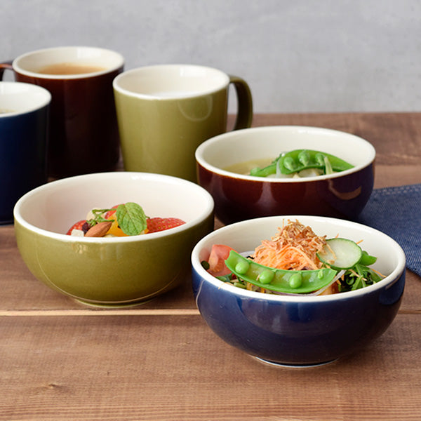 FAVO 5.1" Two-Tone Porcelain Salad Bowls Set of 2 - Brown