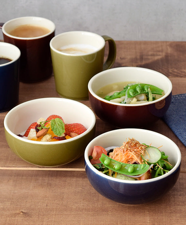 FAVO 5.1" Two-Tone Porcelain Salad Bowls Set of 2 - Green