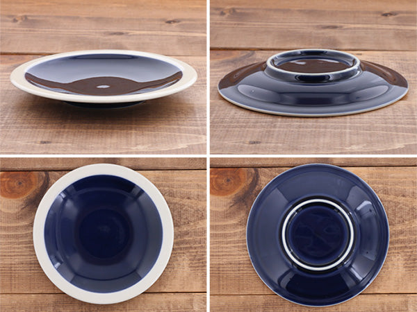 FAVO 6.1" Two-Tone Porcelain Dessert Plates Set of 2 - Navy Blue