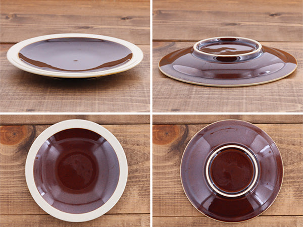 FAVO 6.1" Two-Tone Porcelain Dessert Plates Set of 2 - Brown