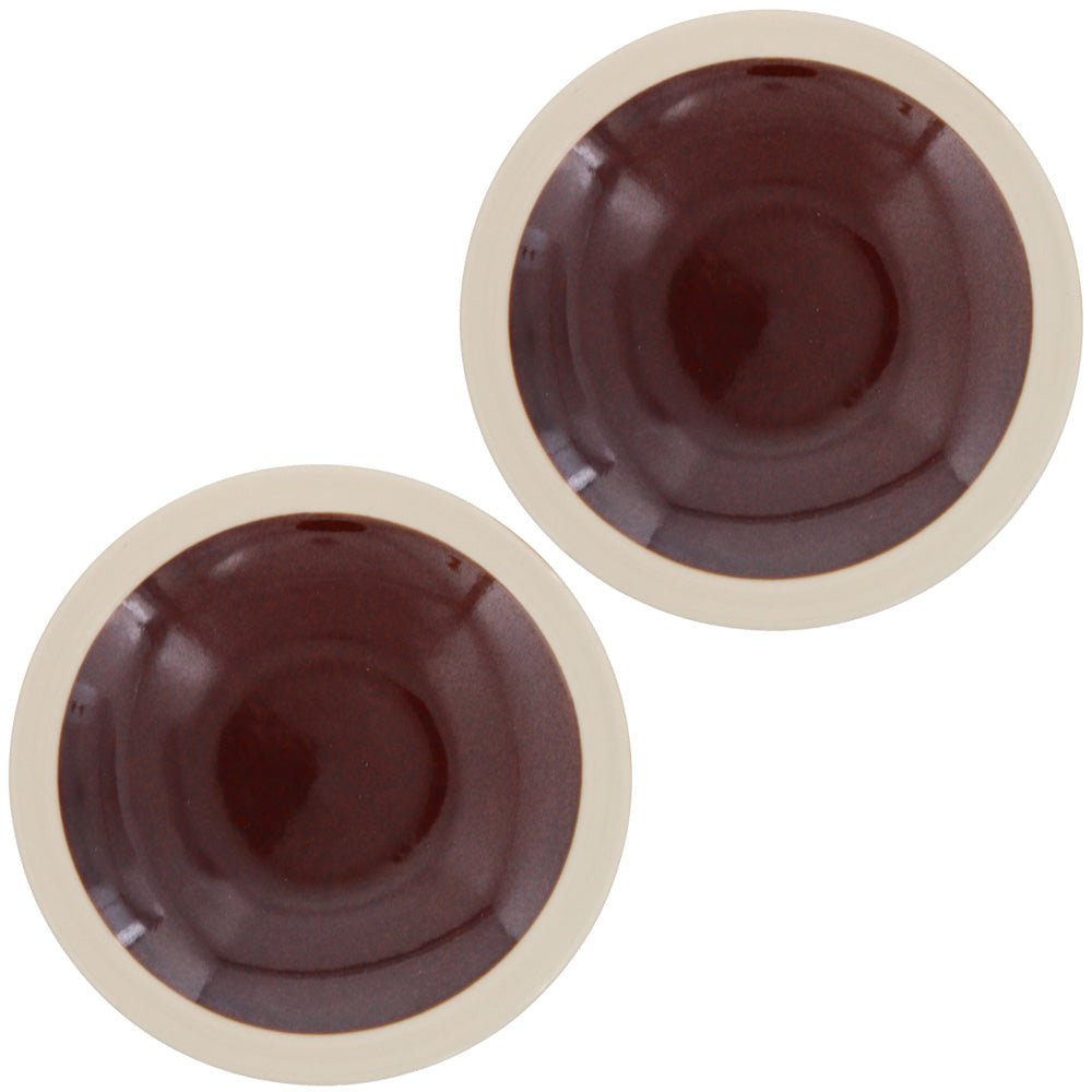 FAVO 6.1" Two-Tone Porcelain Dessert Plates Set of 2 - Brown