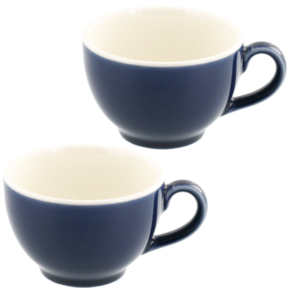 FAVO Two-Tone 8.5 Ounce Porcelain Coffee Cups Set of 2 - Navy Blue