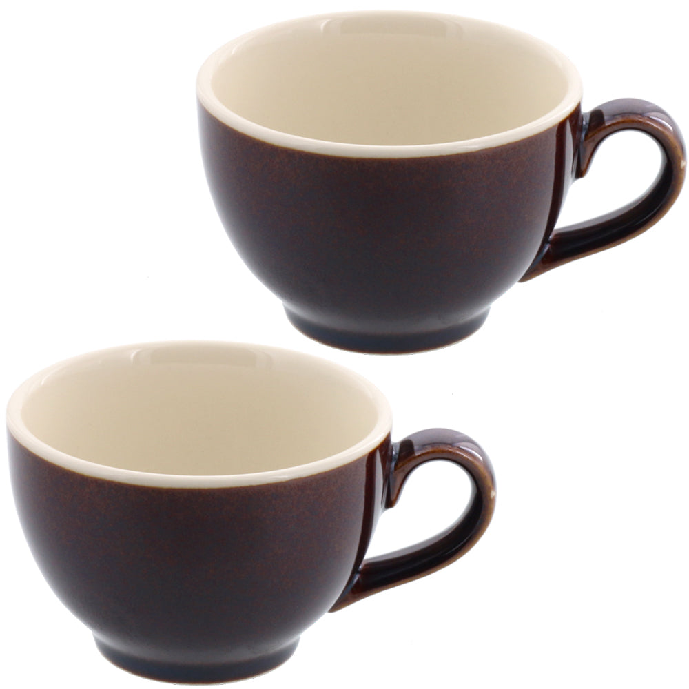FAVO Two-Tone 8.5 Ounce Porcelain Coffee Cups Set of 2 - Brown