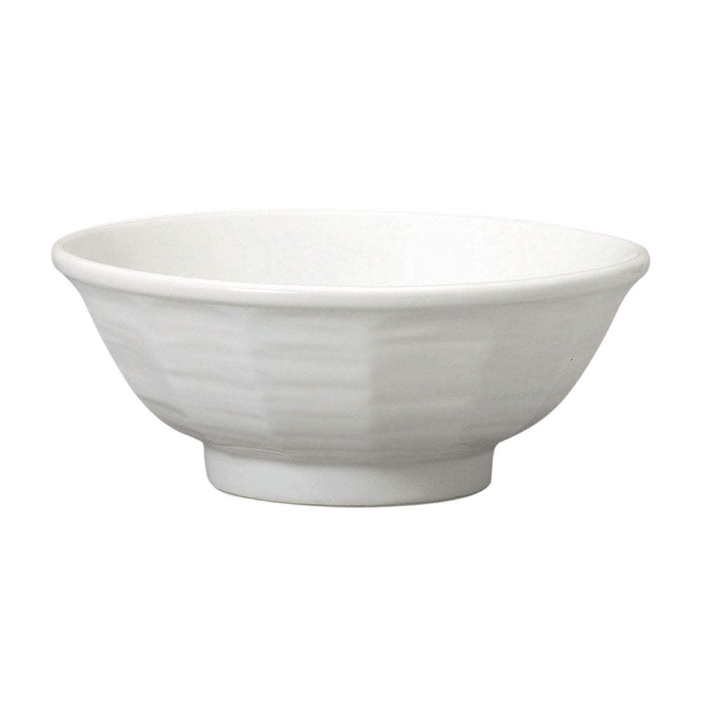 8.5" Shaved Design White Donburi Bowl