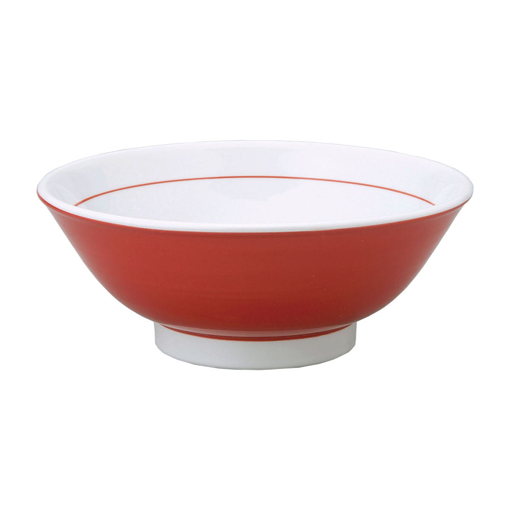 8.5" White and Red Ramen Bowl