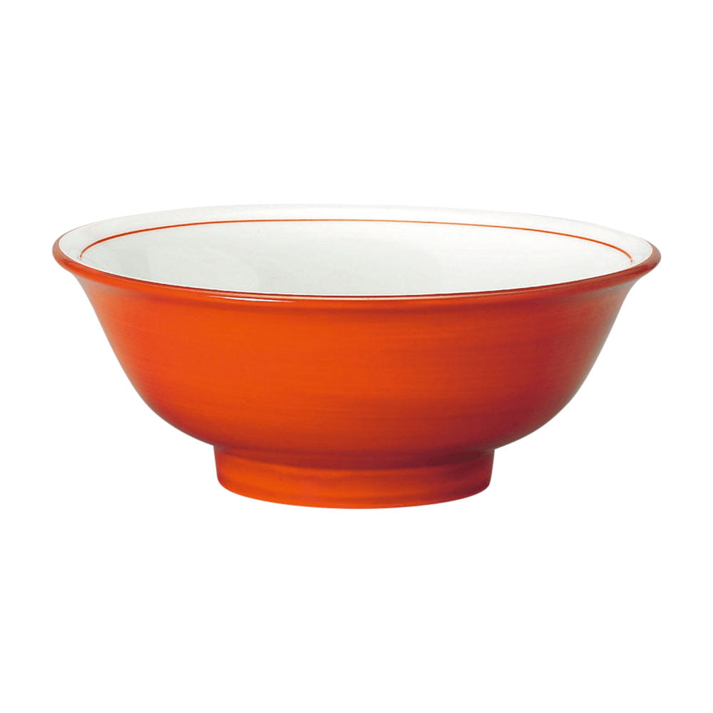 8.4" Red and White Donburi Bowl With Red Line