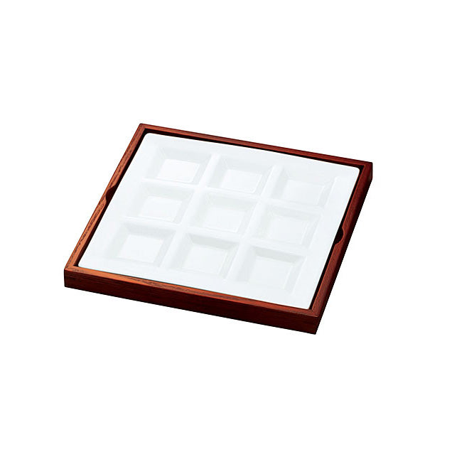 White 9-Section Plate with Tray