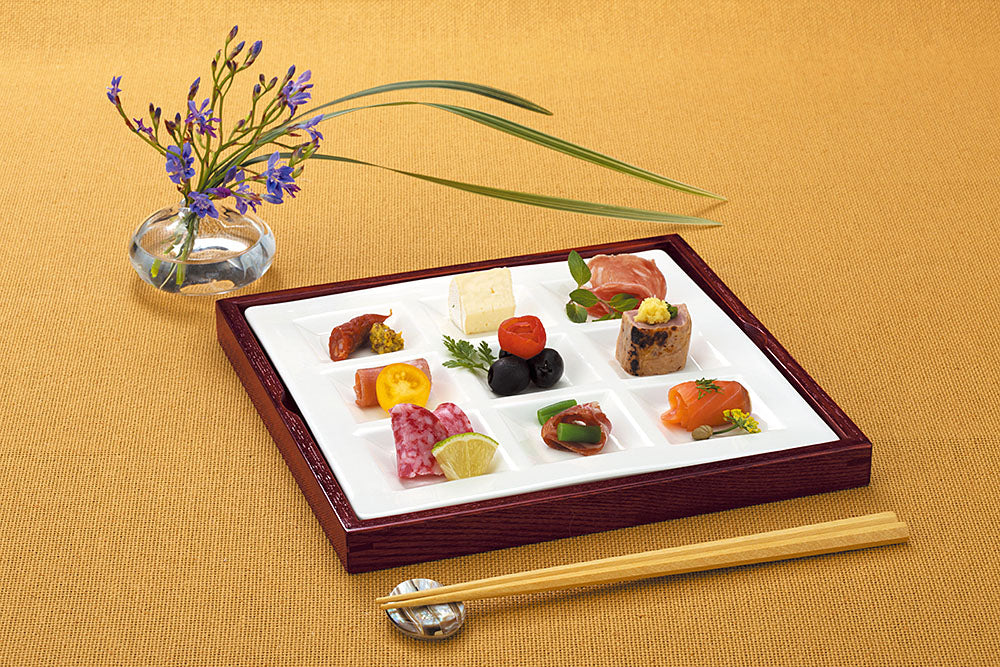 White 9-Section Plate with Tray